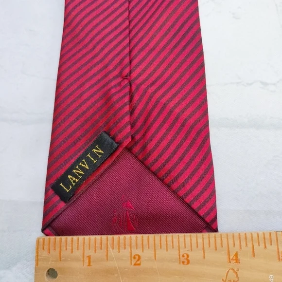 Lavin Men's Silk Necktie Tie Made In Italy Formal Red Striped Handsewn - Picture 9 of 10